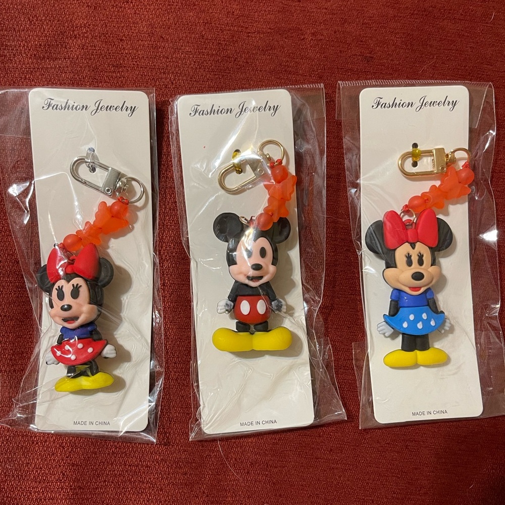 Mickey Mouse or Minnie Mouse Keychain Bag Charm NWT